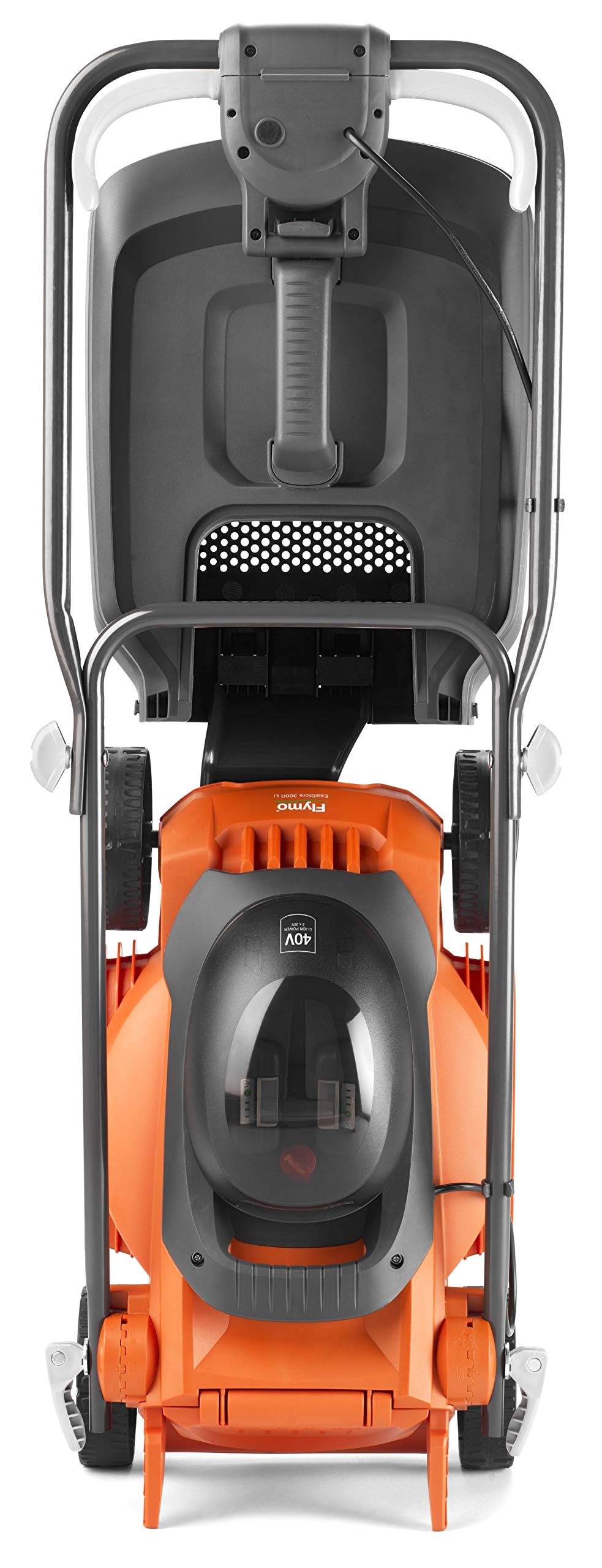 Flymo EasiStore 380R Electric Rotary Lawn Mower - 38 cm Cutting Width, 45 Litre Grass Box, Close Edge Cutting, Rear Roller, Central Height Adjust, Space Saving Storage Features