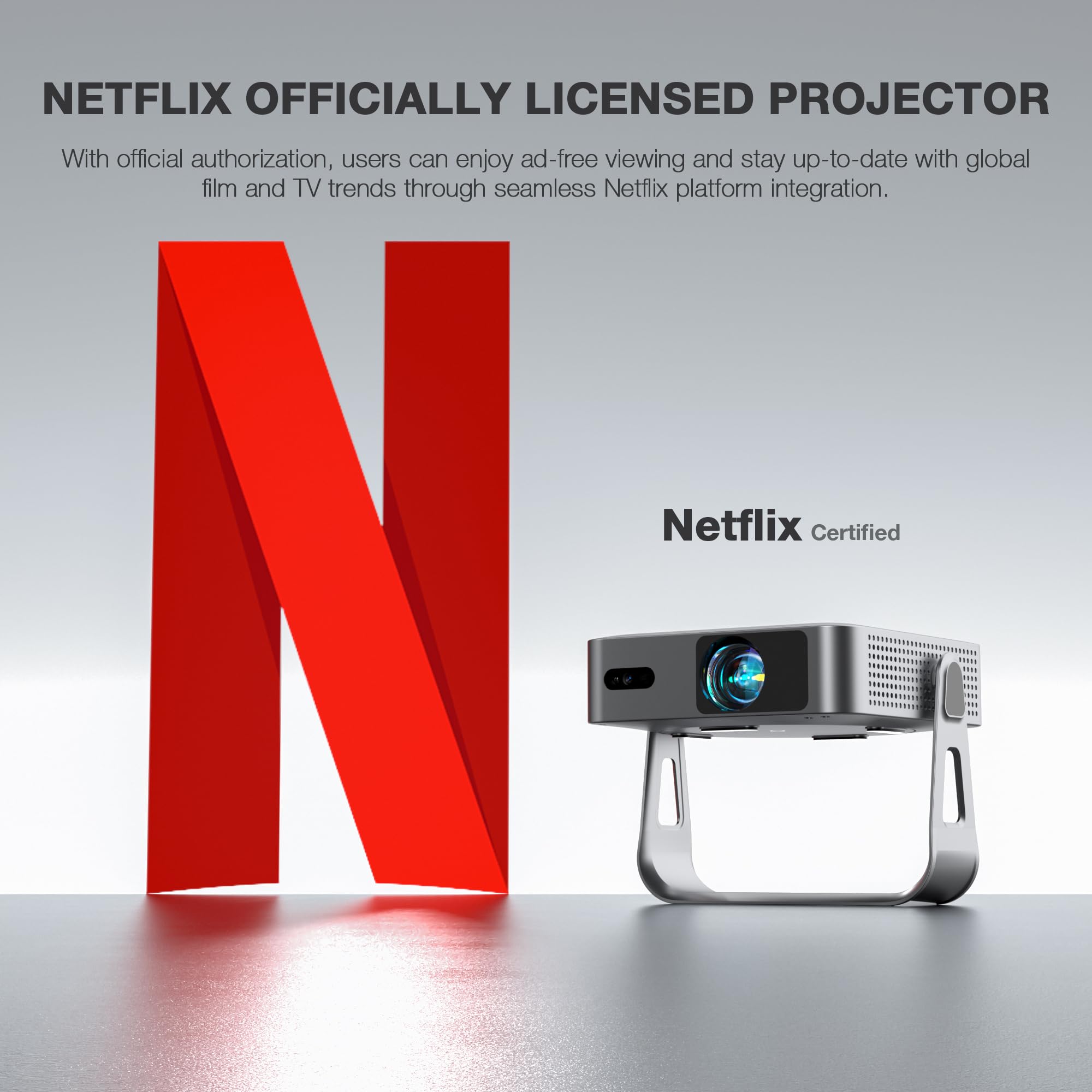 [Ultra-Thin & NetfIix Officially] Smart Mini Projector 4K, VISSPL Auto Focus & Keystone WiFi 6 & Bluetooth 27000 Lumen 1080P Full HD Portable Projector for Bedroom/Outdoor/Phone/iOS/Android