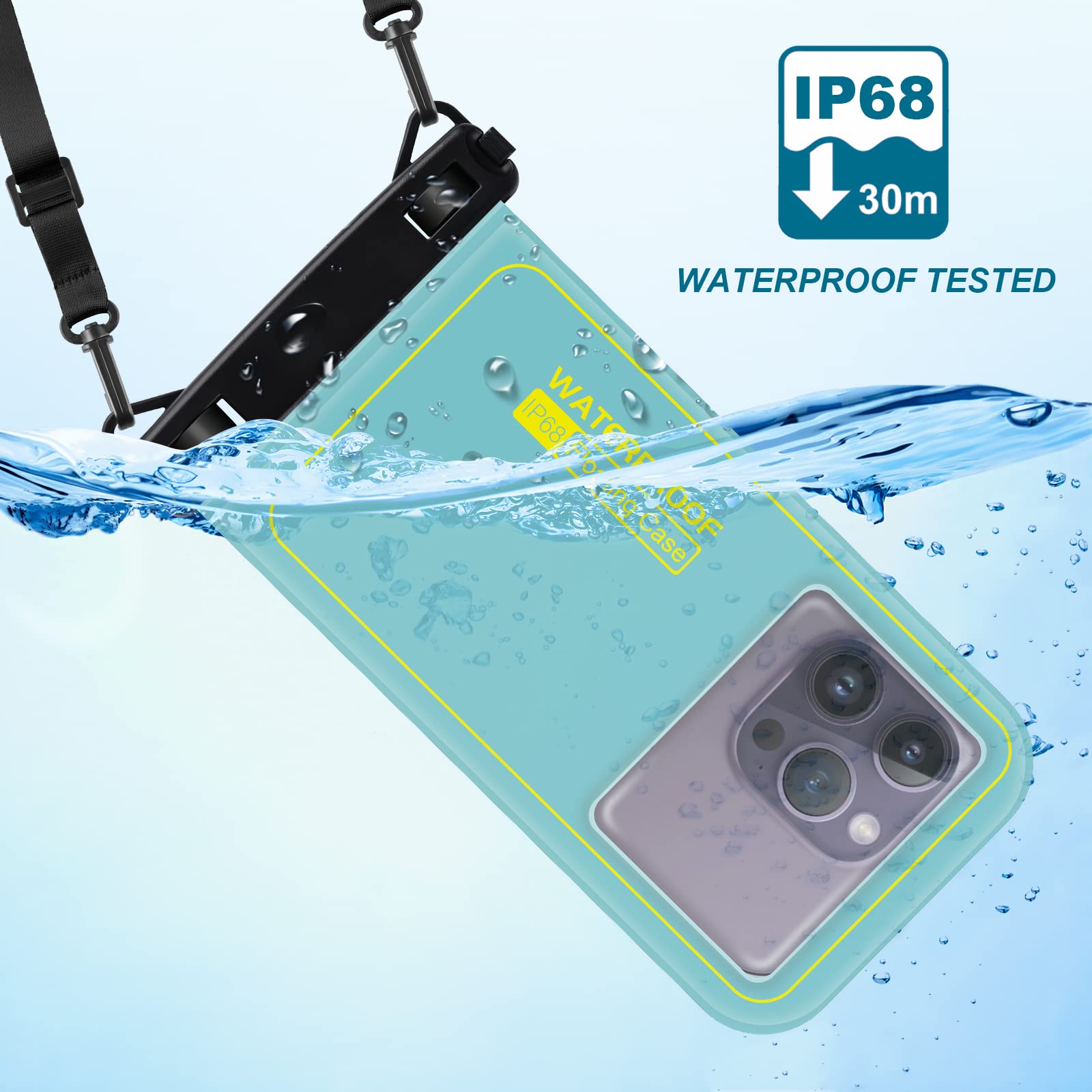 Floating Waterproof Phone Pouch, IPX8 Universal Waterproof Phone Case for Swimming Dry Bag Underwater for iPhone 16 Pro Max 15 Pro 14 Samsung S25 S24 S23 Ultra Huawei Xiaomi etc, Up to 6.9"