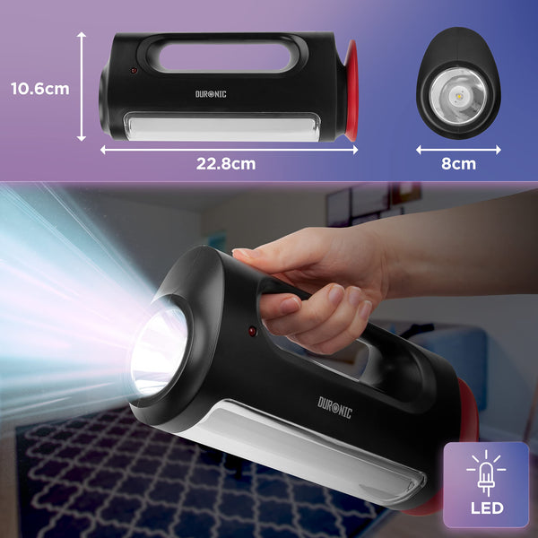 Duronic Camping Lantern Rechargeable LED Camping Light Hurricane, 5W Wind Up Flashlight Torch Lanterns for Hiking, Wind-up Emergency Light with 3 Light Modes for Outdoor Activities