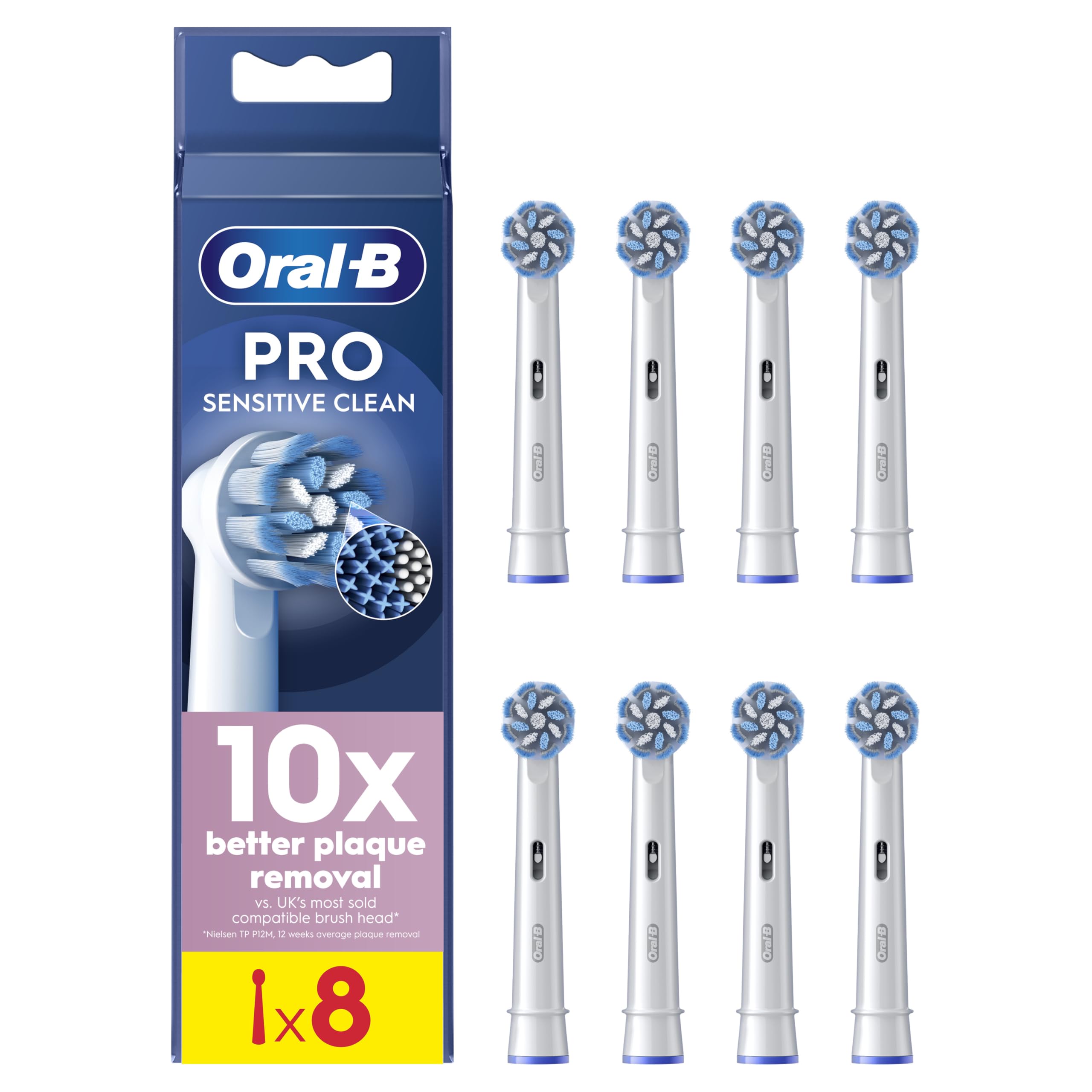 Oral-B Pro Sensitive Clean Toothbrush Heads, Pack of 10 Counts, Suitable for Mailbox