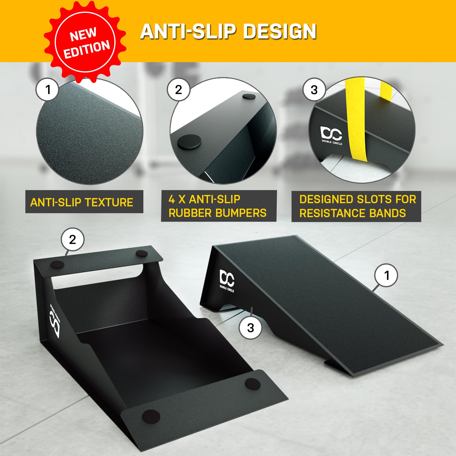 Double Circle Squat Wedge ? Professional Squat Ramp for Weightlifting and Fitness ? Squat Platform for Heel Elevated Squats and Calf Raises ?
