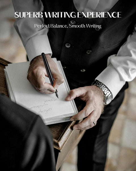 BOCIYER samurai Fountain Pen Set,Hand Polished Medium Titanium Tip,Calligraphy Nib(Bent Nib),Includes 8 Ink Cartridges,Ink Refill Converter*2 And Gift Box,Best Pen Gift Set for Men & Women(Black)