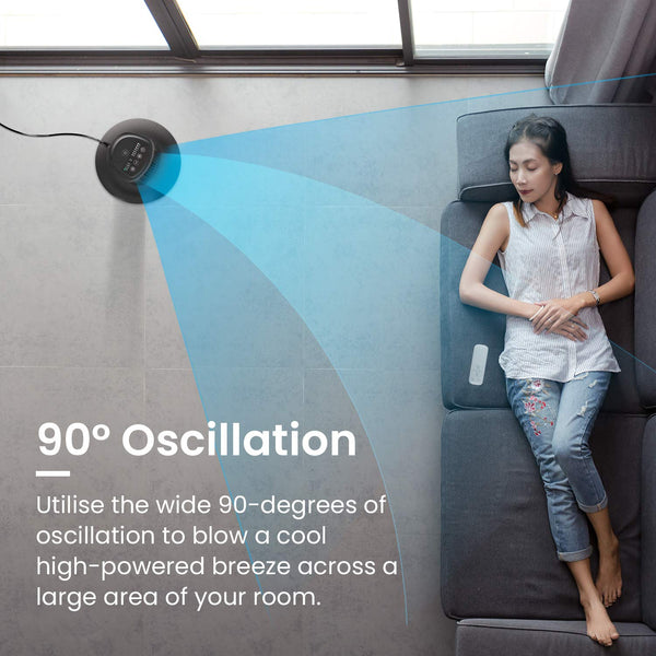 Pro Breeze Bladeless Tower Fan Quiet & Portable with Remote Control, 90° Oscillation, 15h Timer, 4 Modes, 3 Speeds - Powerful Electric 45W Motor Standing Air Circulator for Bedroom & Office