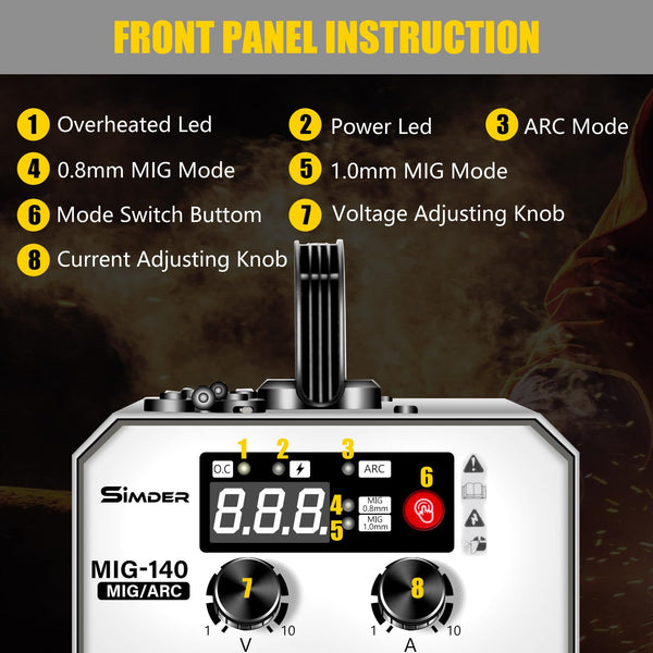 SSIMDER MIG Welder 240V Gasless MIG MMA 2 in 1 Welding Machine Flux Core Welder 220V 140Amp IGBT Inverter Welder MIG No Gas for Home DIY, Auto Repair, Metal Crafting,Best for Beginner