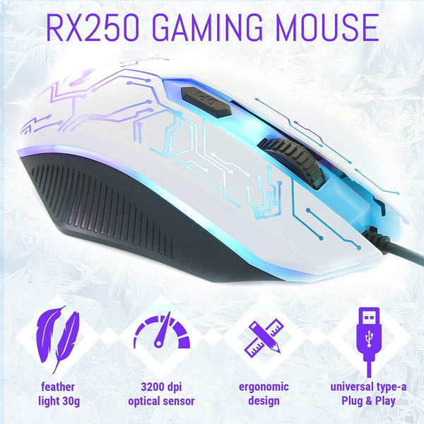 Gaming Keyboard and Mouse and Mouse pad and Gaming Headset, Wired LED RGB Backlight Bundle for PC Gamers Users - 4 in 1 Gift Box Edition Hornet RX-250
