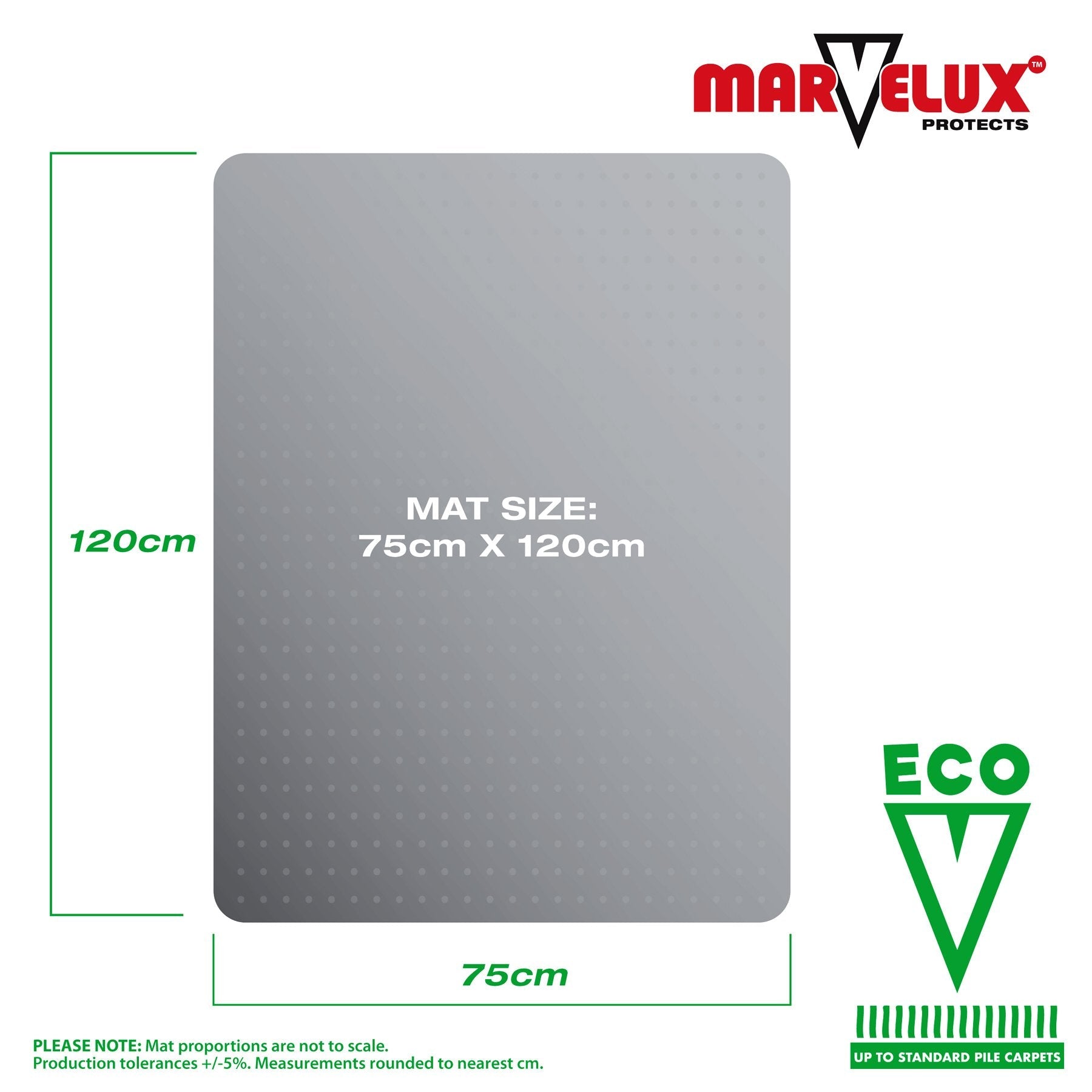 Marvelux 75 x 120cm Durable Eco Friendly Office Chair Mat for Low and Standard Pile Carpets, Rectangular Clear Enhanced Polymer Carpet Protector, Made