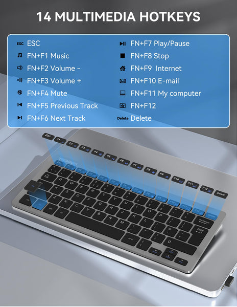 TECKNET 2.4G Wireless Keyboard For Windows/Chrome OS, UK Layout Compact Mini Keyboard, Small Silent Whisper-Quiet Keyboards with 12 months Battery Life (Pink)