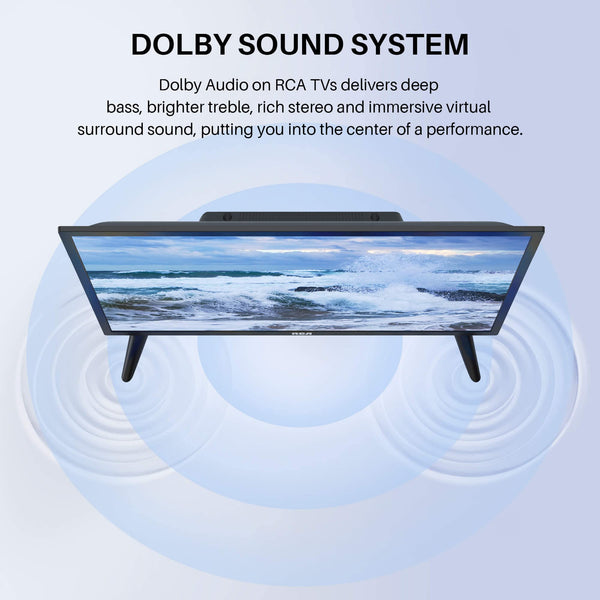 RCA RB24H2CU 24" inchFreeview HD TV DVB-T2/C/S2 Dolby Digital Audio, LED Backlighting Display, HDMI VGA PC SCART USB Travel Small TV for Motorhome and Campervan,Caravans,12 Volt