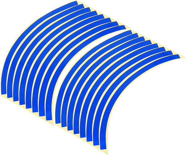 X AUTOHAUX 16pcs Fit 12" Wheel Motorcycle Car Wheel Rim Sticker Strips Blue