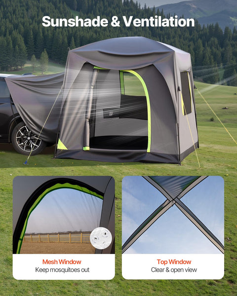 VEVOR Waterproof PU2000mm Spacious Double Layer Design, SUV Camping Tent with Shade Awning and Mesh Windows, Includes Rainfly and Storage Bag