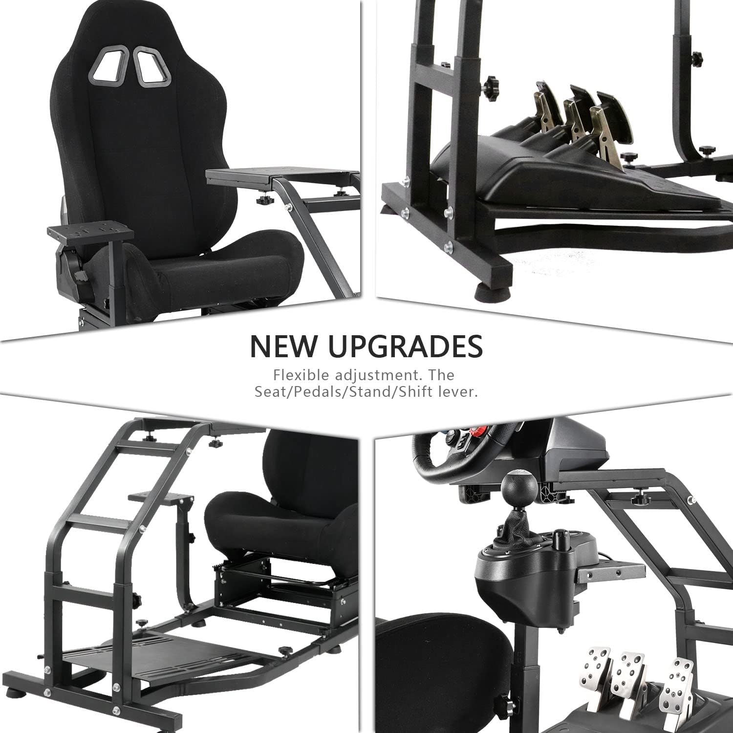 Anman Racing Simulator Cockpit Height Adjustable Racing Wheel Frame Gaming Compatible with Logitech G25, G27, G29, G920 Gaming Cockpit G25/G27/G29/G920 Wheel Handbrake Shifter and Pedals Not Included