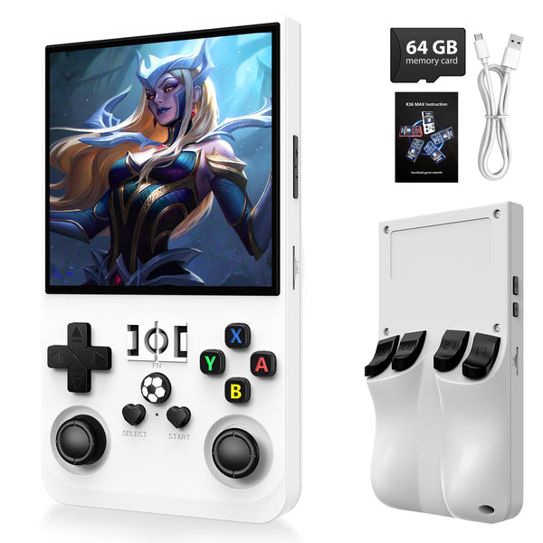 2025 New Upgrade R36MAX Retro Handheld Game Console with 64GB Built-in 18000+ Classic Games, Portable Video Gaming Console Linux System 4.0 Inch IPS Screen, 4000mAh Rechargeable Battery-Black