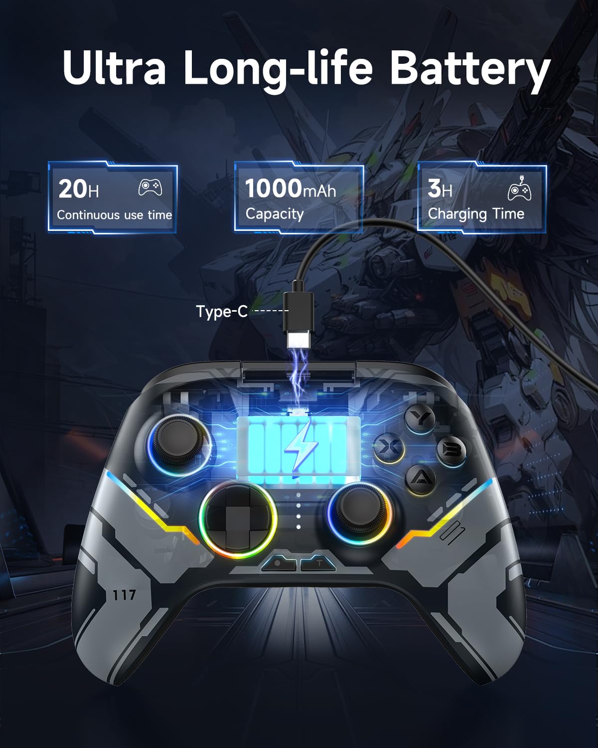 EasySMX X15 Wireless PC Controller with Hall Triggers, Hall Joysticks, Enhanced Bluetooth Game Controller,No Drift No Deadzone effect, Compatible with Windows PC, Android, Steam and Switch