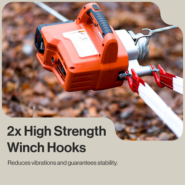 SuperHandy Electric Portable Winch Capstan Hoist Brushless Motor Li-Ion Battery Powered 1000-2000 Max Pulling Force for Forestry Hunting Garden Off-Road (Low Stretch Rope Included)