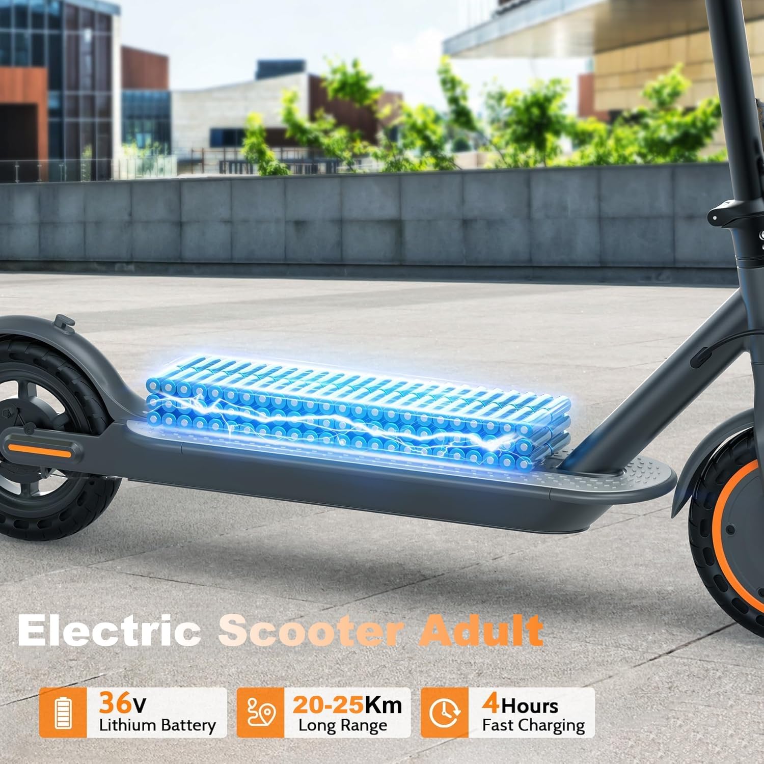 Electric Scooter, Electric Scooter Adult 350W with 25-35KM Range, Max Speed 25KM/H, 8.5" Solid Tire, Double Braking System for Adults and Teens