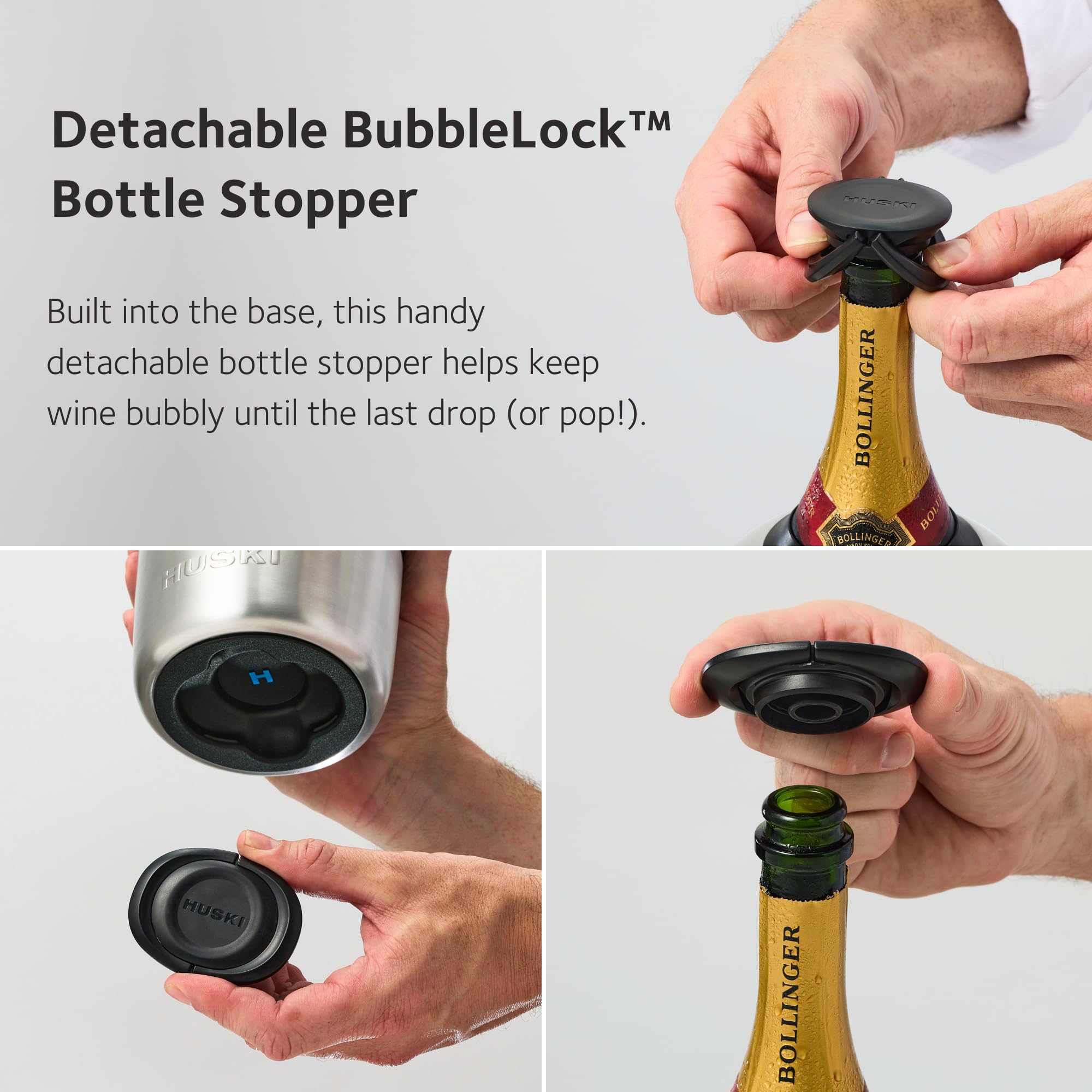 Huski Champagne Cooler | New | Award-Winning Iceless Design with Detachable Bottle Stopper | Keeps Wine Cold up to 6 Hours | Fits Most 750ml