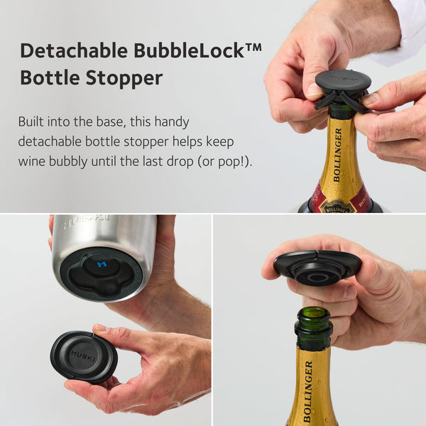 Huski Champagne Cooler | New | Award-Winning Iceless Design with Detachable Bottle Stopper | Keeps Wine Cold up to 6 Hours | Fits Most 750ml