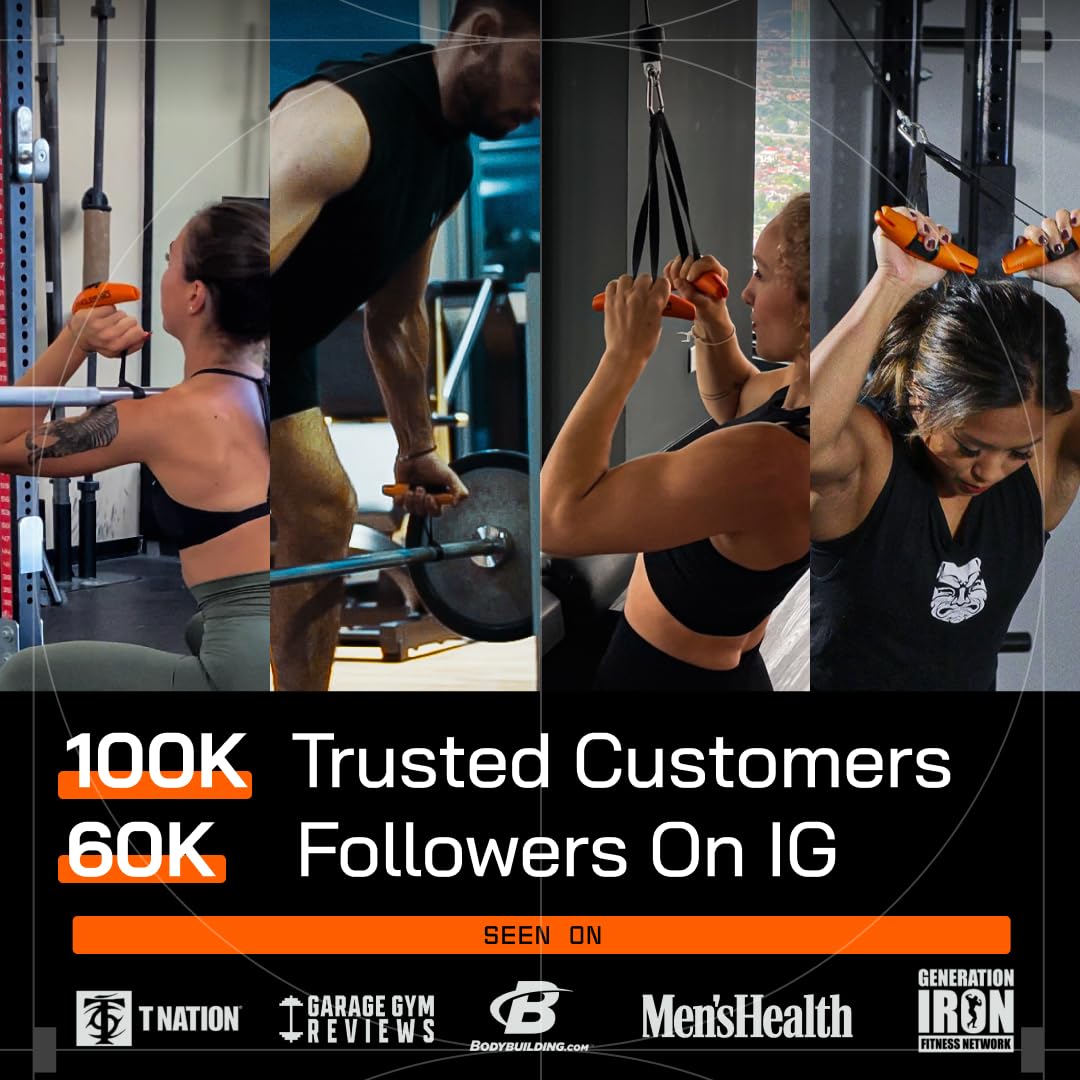 Angles90 Gym Pull-Up Handles for Bar - Neutral Grip Lat Pulldown - T-Bar Row Cable Machine Attachments - D-Handle Tricep Rope - Angle & Gym Grips