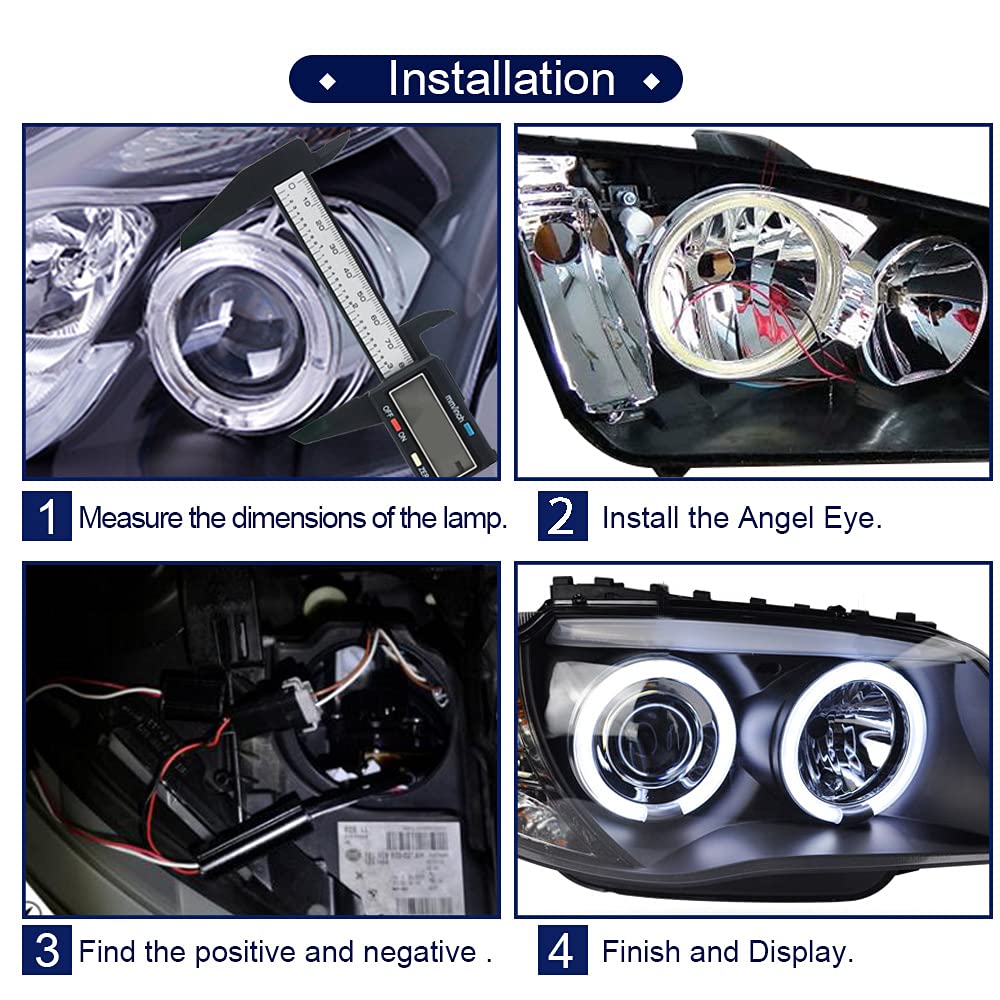 Qasim Car Angel Eyes COB Light Halo Ring 120MM 93SMD Headlight Lamp White 12V 24V(Pack of 2PCS)