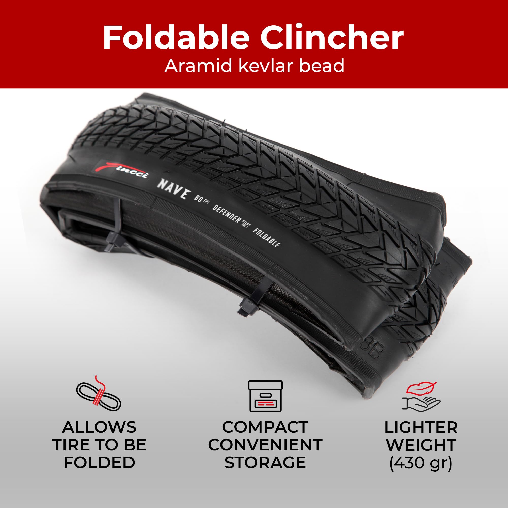 Fincci Gravel Bike Tyres 700x35c - Pair Foldable Bicycle Tires 28 inch with 1 mm Nylon Antipuncture, Tyre 37-622 60 TPI for Gravel, Mountain,