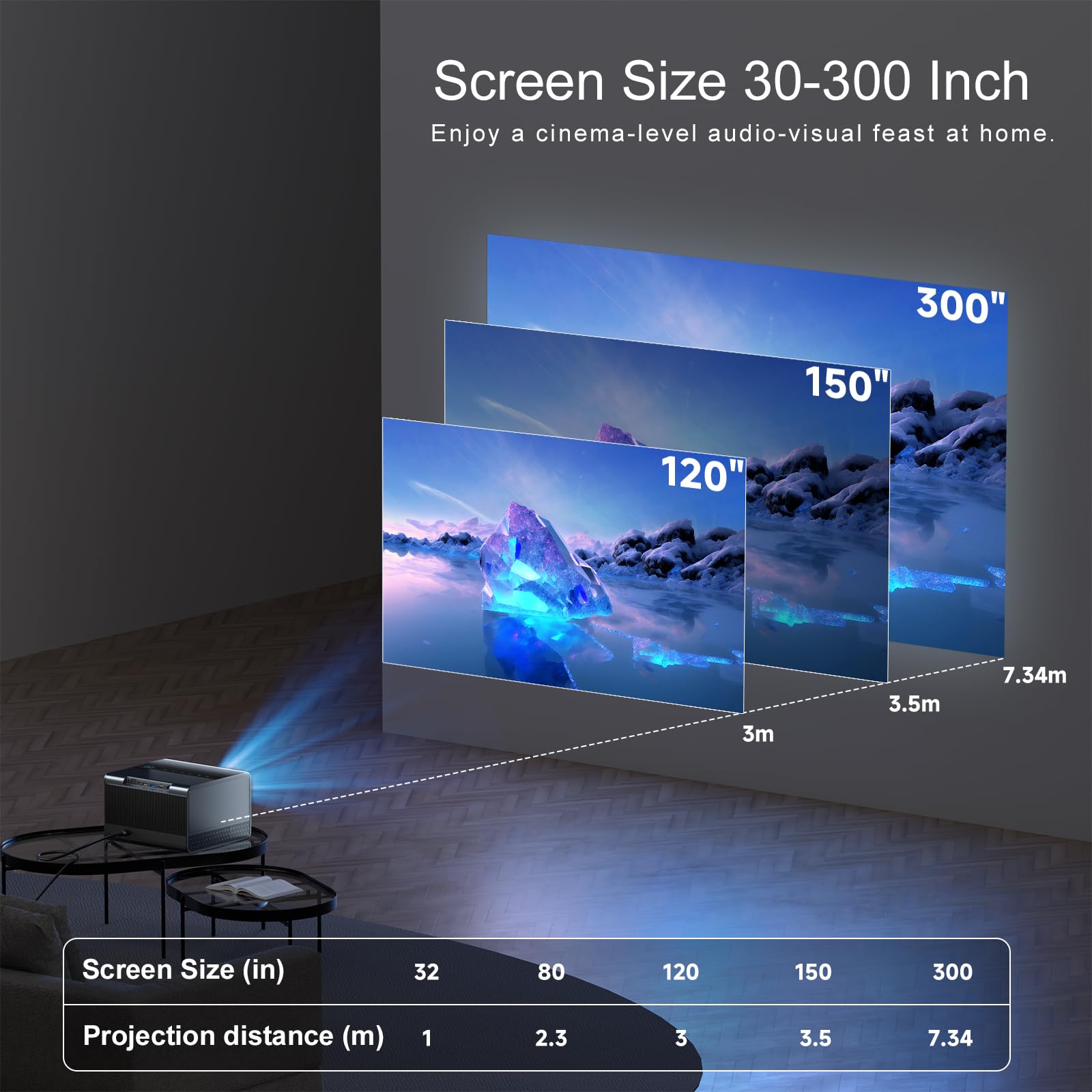 [360°Adjustable Stand] Mini Projector with WiFi and Bluetooth: Electric Focus & Auto Keystone 1080p Supported, 15000L,Phone Projector - 2025 Upgraded Visulapex Portable Home Theater