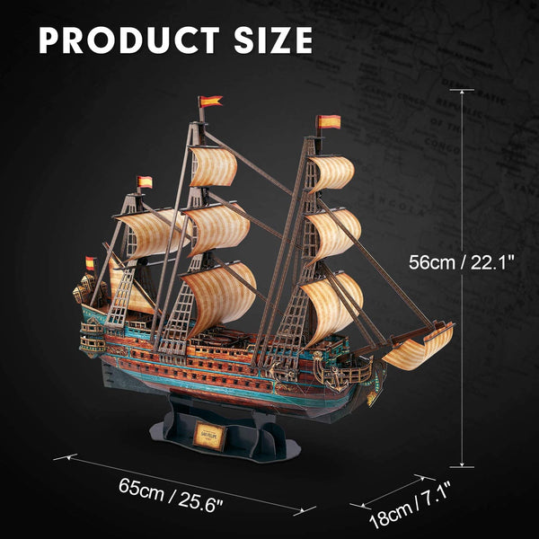 CubicFun LED Pirates of the Caribbean Flying Dutchman Model Kits for Adults to Build 3D Jigsaw Puzzles Ship Model Building Gifts for Adults Kids Girls Boys - 360 Pieces