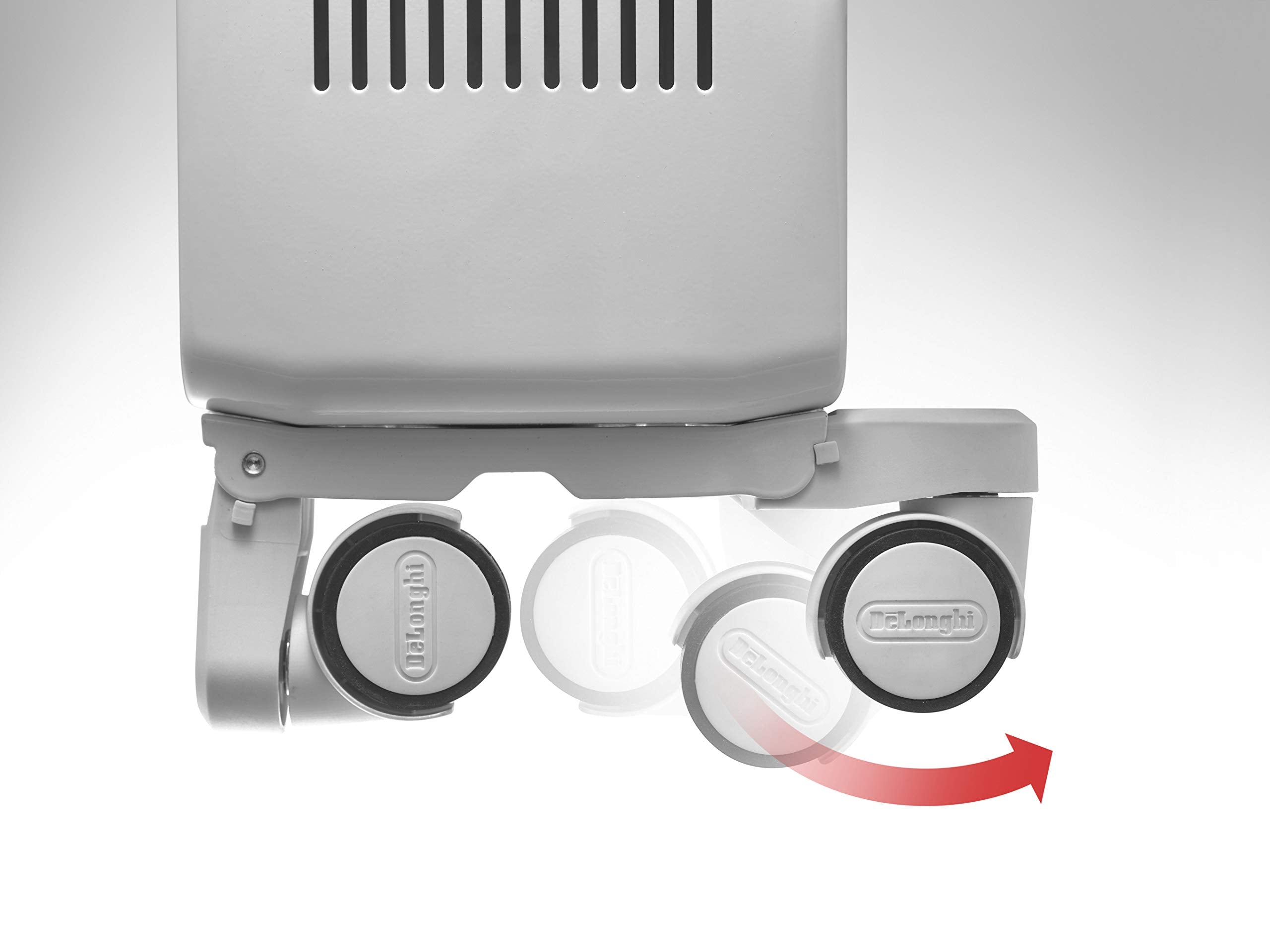 De'Longhi Dragon 4 TRDSX40820E.WB, Oil Filled Radiator with Electronic Timer, Quiet Heater with Functional Design, Chimney Design and Castors, Safety Thermostat, 3 Fan Settings, 2000W, White/Beige