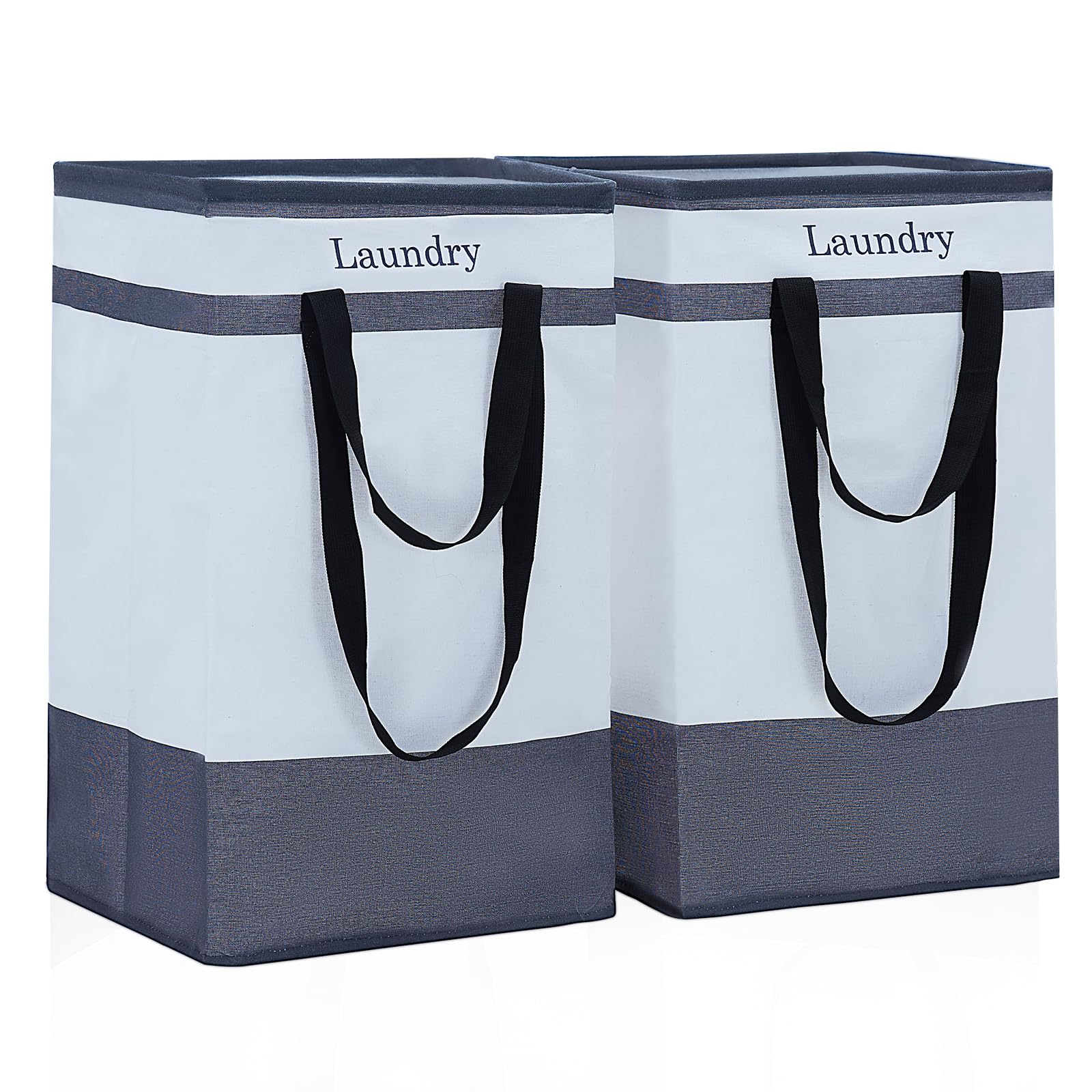 ROSOS Collapsible Foldable Hamper - Extended Double Handle, 80 L Laundry Basket for Bedroom Bathroom Dorm Storage - 1 Pack, Black