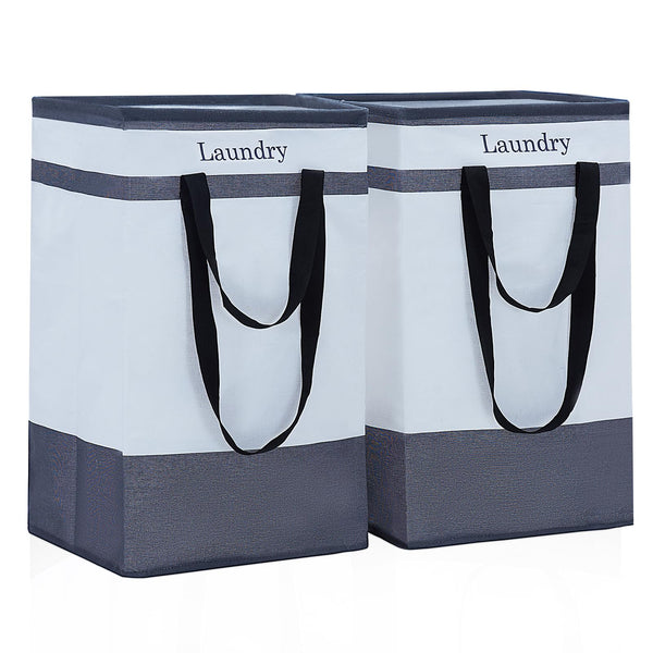 ROSOS Collapsible Foldable Hamper - Extended Double Handle, 80 L Laundry Basket for Bedroom Bathroom Dorm Storage - 1 Pack, Black