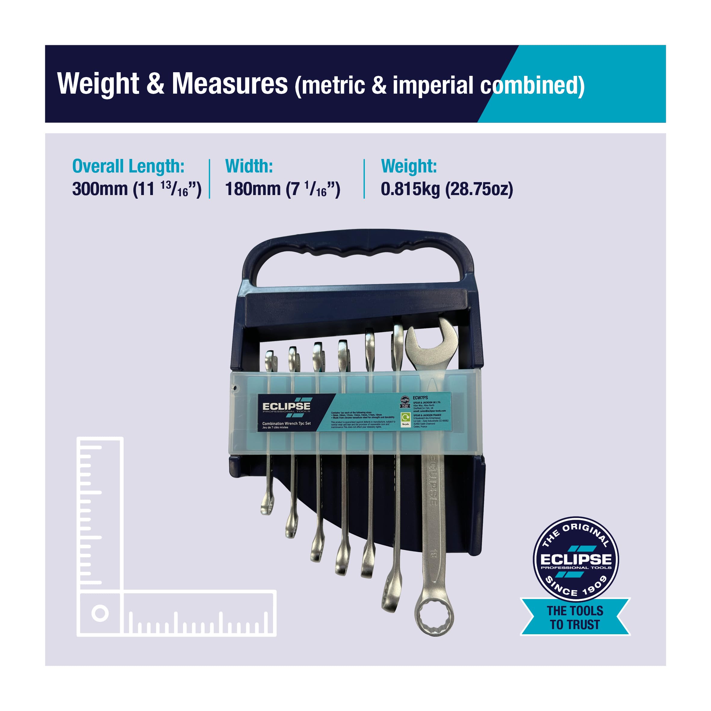 Eclipse Professional Tools ERWFIX7PS 7 Piece Fixed Head Combination Ratchet Wrench Set