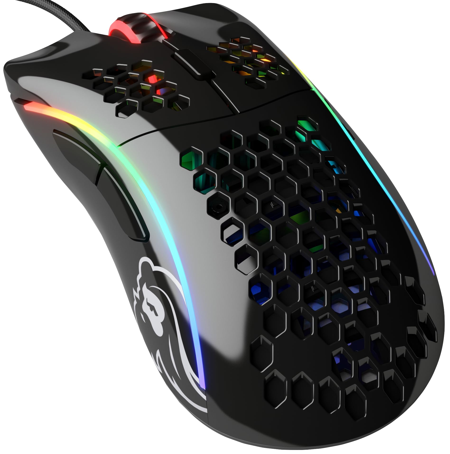 Glorious Gaming Model D Wired Gaming Mouse - 68g Superlight Honeycomb Design, RGB, Ergonomic, Pixart 3360 Sensor, Omron Switches, PTFE Feet, 6 Buttons - Glossy Black
