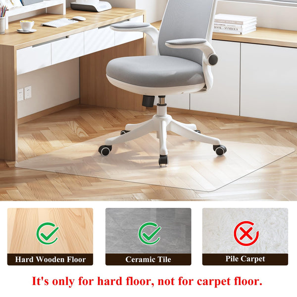 SHAREWIN Office Chair Mat for Hard Wood Floors, 150x120 cm Heavy Duty Anti-Slip Hardwood Floor Protector Rug, Easy Clean