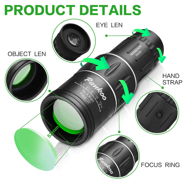 16X52 HD Monocular Telescope, 2023 High Power Compact Monoculars for Adults Kids, HD Monocular Scope for Bird Watching Hiking Concert Travelling