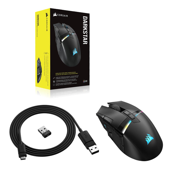 CORSAIR DARKSTAR RGB WIRELESS MMO Gaming Mouse – 26,000 DPI – 15 Programmable Buttons – Up to 80hrs Battery – iCUE Compatible – PC, PS5, PS4, Xbox – Black