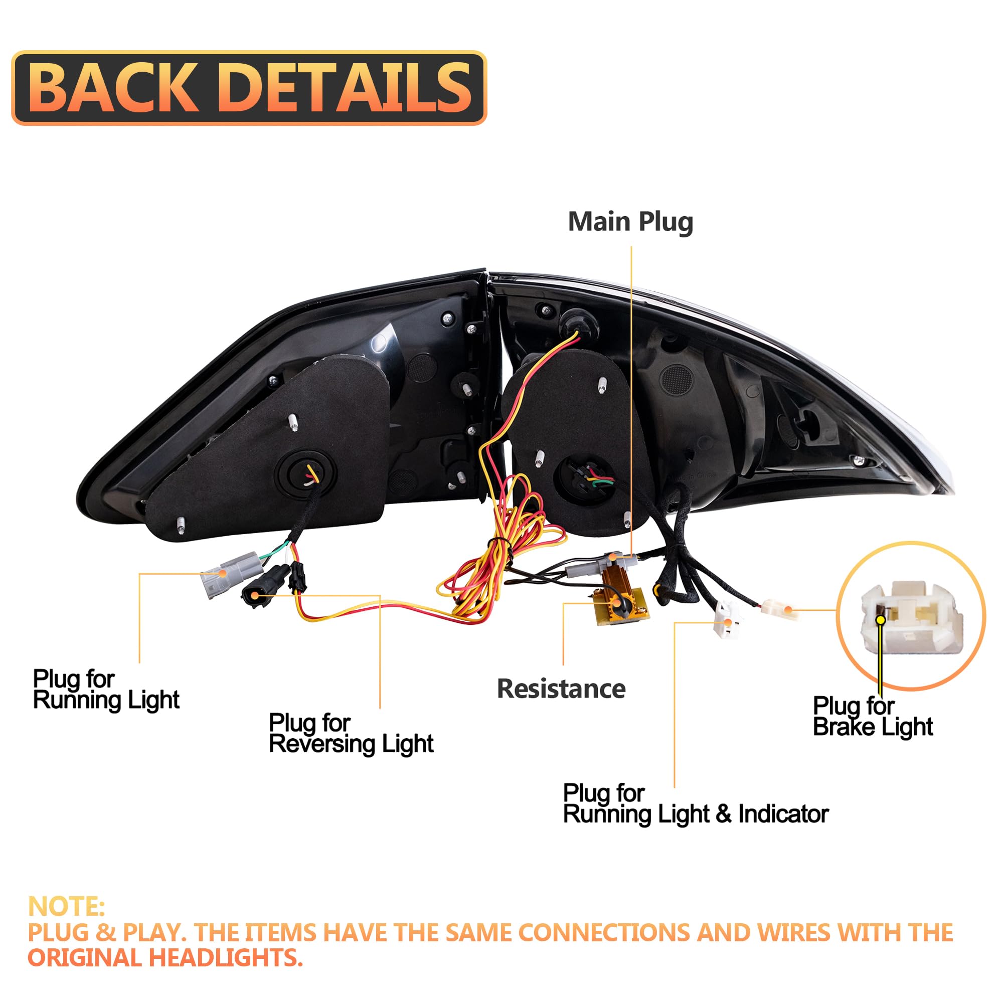 VLAND Motor LED Rear Lights compatible with RX270, RX330, RX350 F Sport, RX400h, RX450h, RX450hl 2010-2015, w/Amber Sequential Indicator, Driver & Passenger Side - Clear