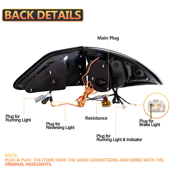 VLAND Motor LED Rear Lights compatible with RX270, RX330, RX350 F Sport, RX400h, RX450h, RX450hl 2010-2015, w/Amber Sequential Indicator, Driver & Passenger Side - Clear