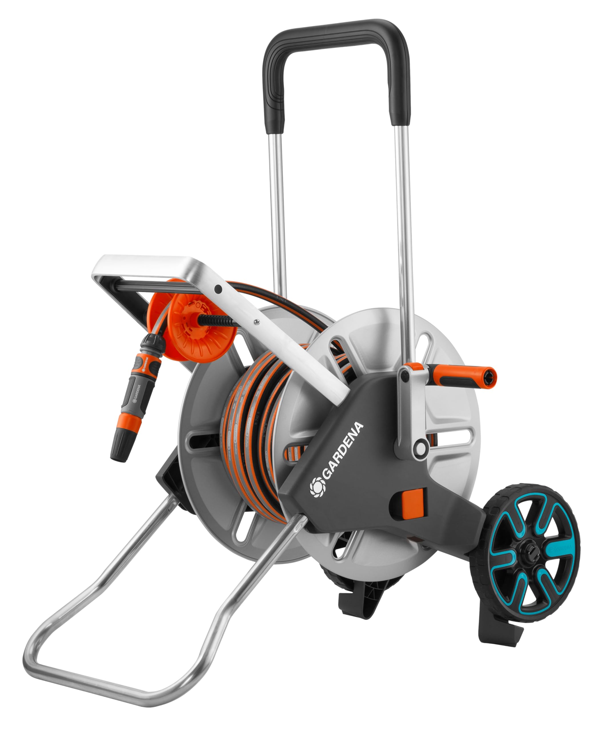 GARDENA CleverRoll M Easy Set: Hose cart with up to 20 m capacity, particularly stable, with a comfortable hose guide in a robust metal frame, drip device (18517-20) Multi-color