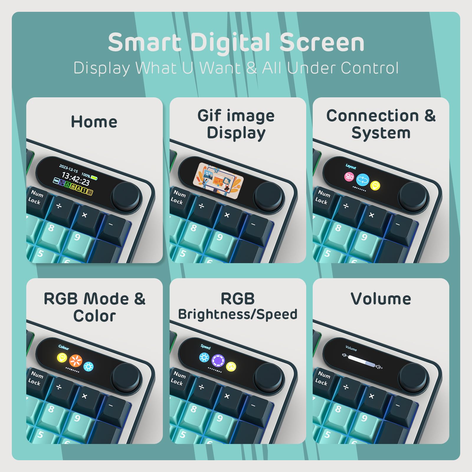 RK ROYAL KLUDGE S98 Mechanical Keyboard w/Smart Display & Knob, Top Mount 96% Wireless Mechanical Keyboard BT/2.4G/USB-C, Hot Swappable, Software Support, Massive Battery, 98 Keys