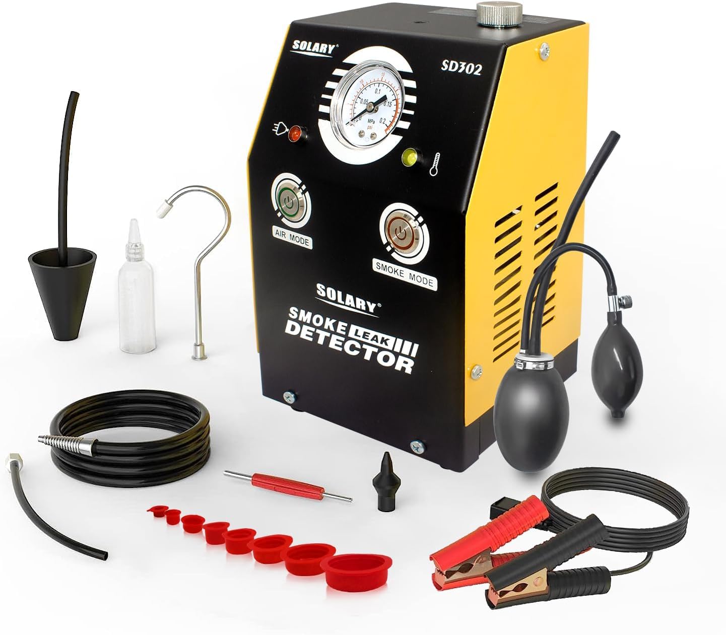 SOLARY Auto EVAP Smoke Machine with Pressure Indicator for Leak Detection - DC12V, Yellow