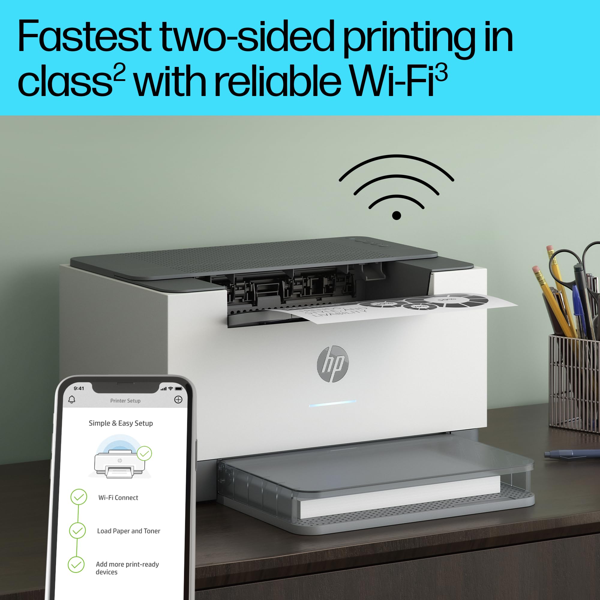 HP LaserJet M209dw Wireless Black & White Printer | 1 Year Limited Warranty | 2-sided printing | 150-sheet input tray Auto-On/Off technology | Best for small businesses and home offices