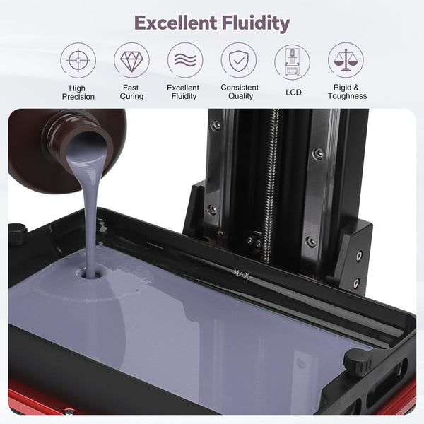 ELEGOO 8K 3D Printer Resin, Standard Photopolymer Resin 405nm UV-Curing Resin, Best for 8K/9K/12K/14K/16K LCD 3D Printer Space Grey 1000G