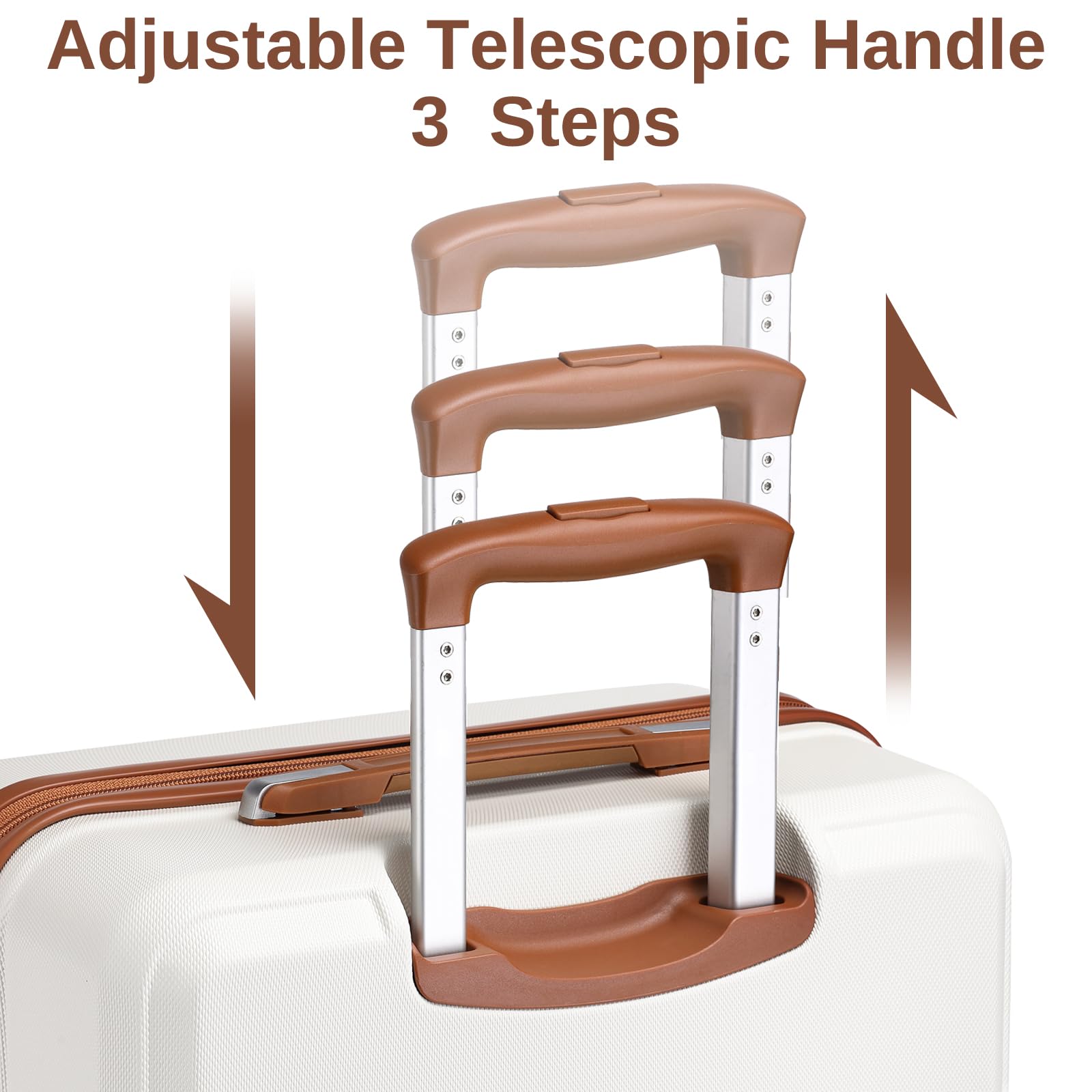 Kono Travel Luggage Sets of 6 Piece Lightweight ABS Hard Shell Trolley Case with TSA Combination Lock 20" 24" 28" Suitcase + 12" Beauty Case + Duffel Bag & Toiletry Bag (Cream White)