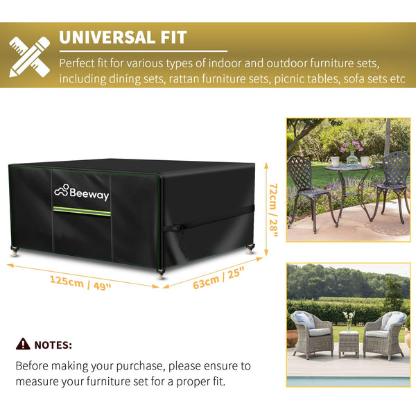 BEEWAY Garden Furniture Cover With Air Vent, Waterproof Patio Rattan Sofa Table Chair Set Cover - 420D Oxford Fabric, Windproof - Rectangular 242 x 182 x 100cm