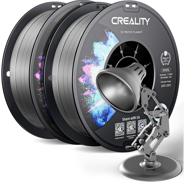 Creality CR-PETG PLA Filament 1.75mm 3D Printing Filament 4 KG, Excellent Toughness High Precision, Odorless Non-Toxic Moistureproof, 1kg(2.2lbs) Glossy for 3D Printer (Black+White+Red+Blue)*1KG