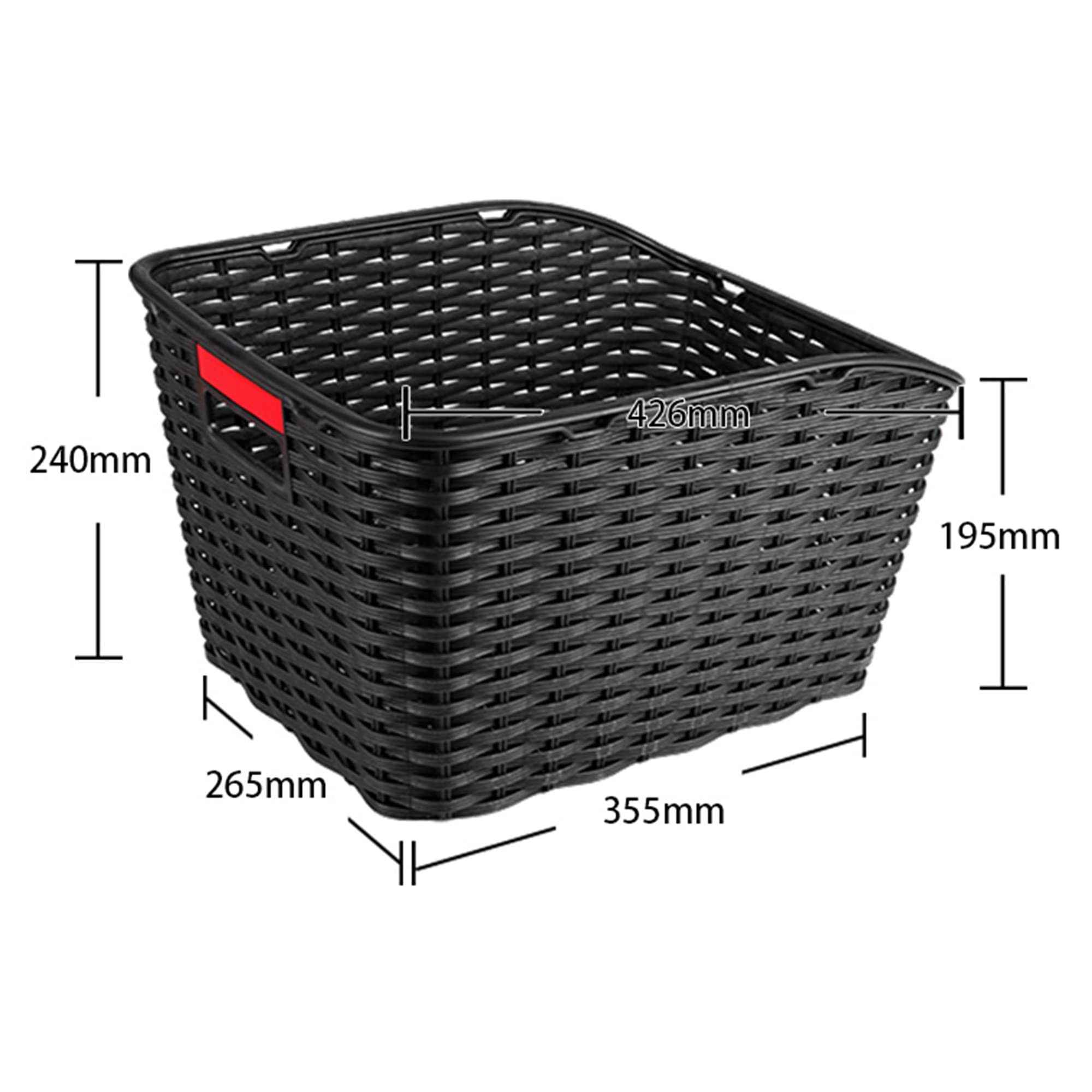 Unisex Rear Bicycle Basket 27L Weave Plastic Mesh Weatherproof Does Not Rust, Bicycle Basket Rear on Pannier Rack Including Mounting Material and