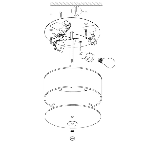 EGLO Pasteri Flush Ceiling Lamp, 3-Bulb Kitchen and Living Room Lighting, Flush Mount Light in Matt Nickel Steel, White Fabric and Glass, E27 Socket,