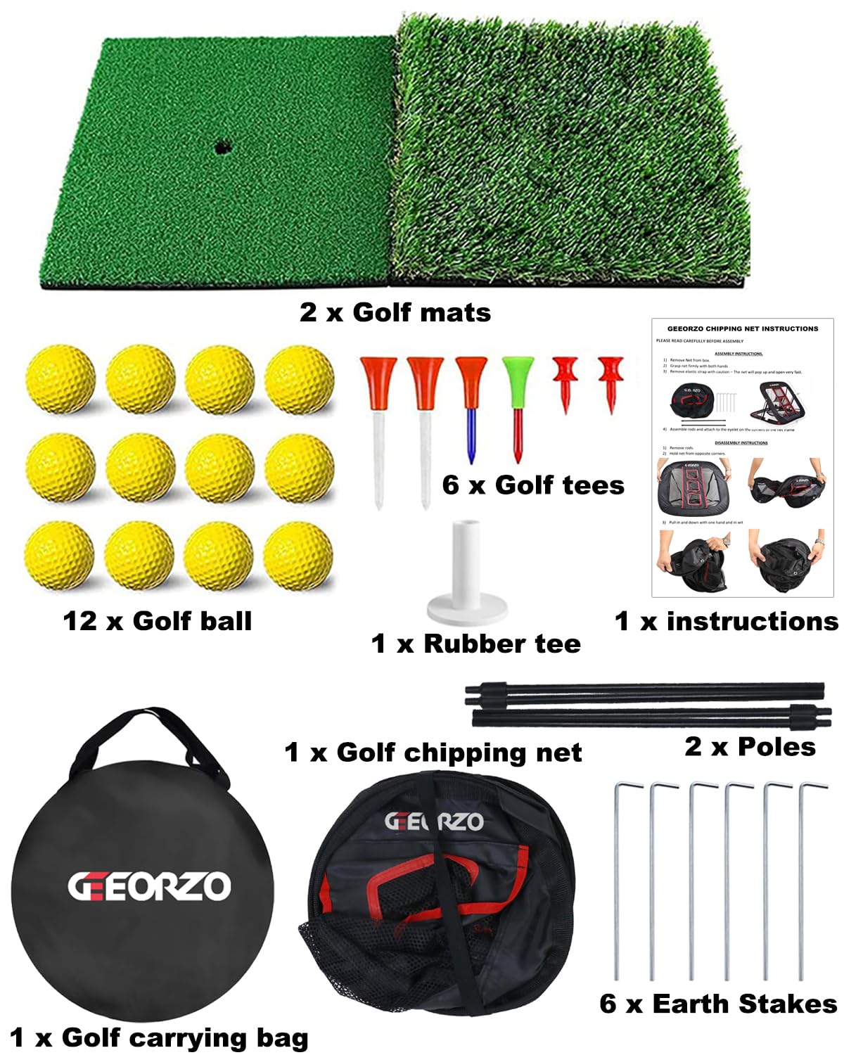 Golf Chipping Net, GEEORZO Pop Up Golf Practice Net, Golf Swing Training Aid for Backyard Outdoor Indoor - Golf Gift for Men Women