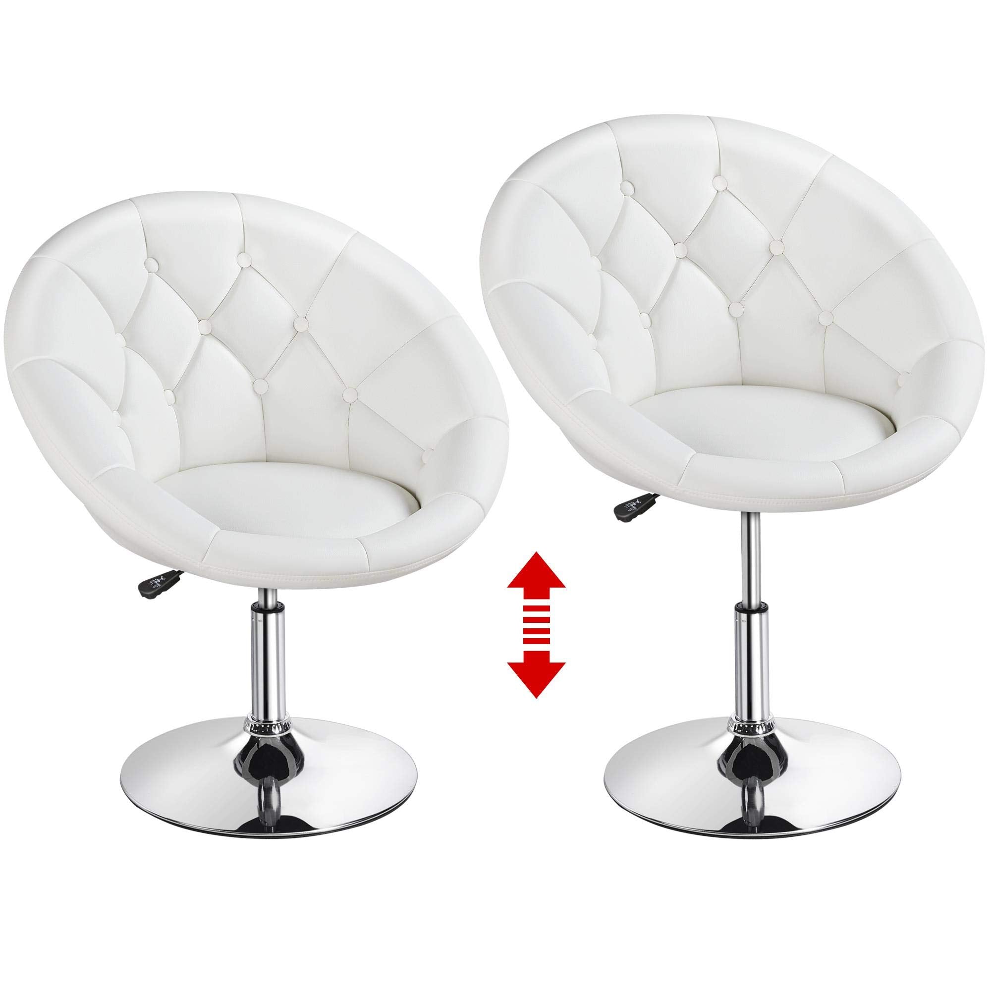 Yaheetech Swivel Vanity Chair Dressing Table Chair Comfy Vanity Stool for Bedroom Salon Make up Room, White