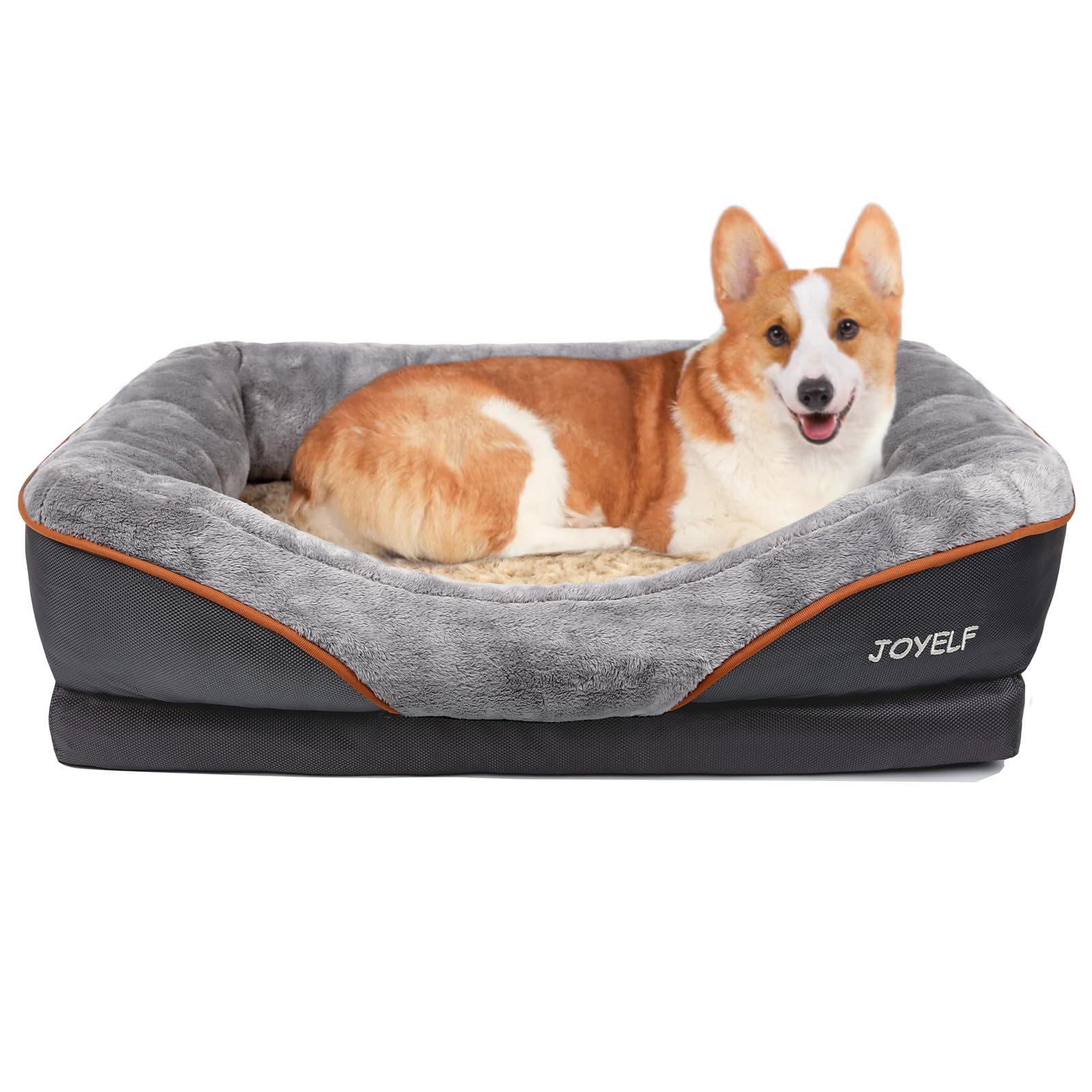 JOYELF Large Memory Foam Dog Bed, Orthopedic Dog Bed & Sofa with Removable Washable Cover and Squeaker Toys as Gift